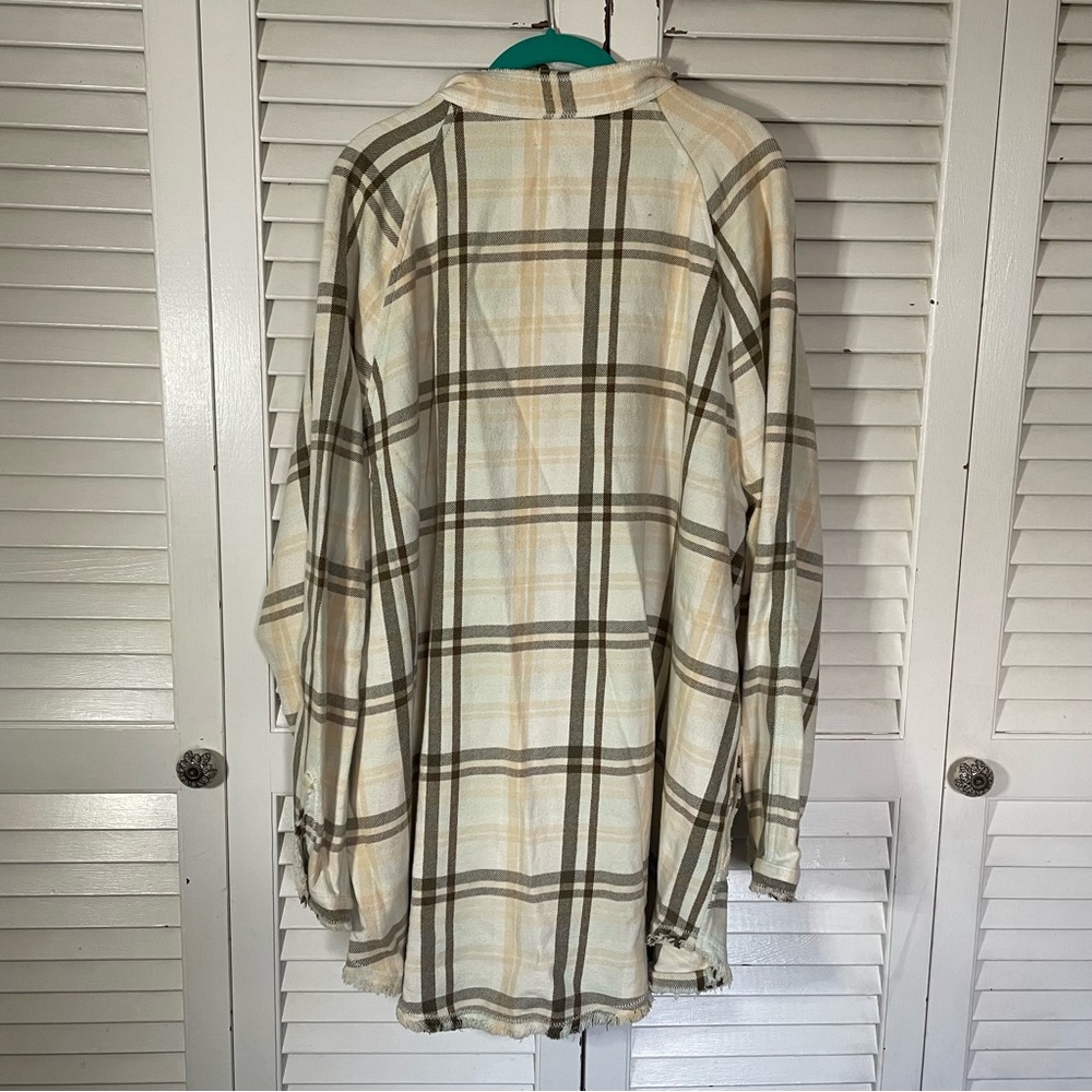 FP Oversized Button Down Plaid Flannel - image 2